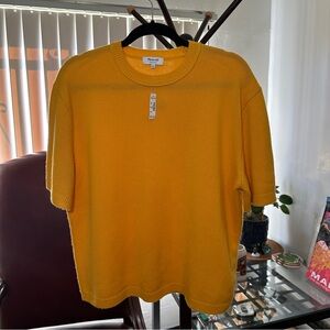 Madewell Cashmere Short Sleeve Relaxed Sweater Tee Yellow Women’s Size L NWT $99